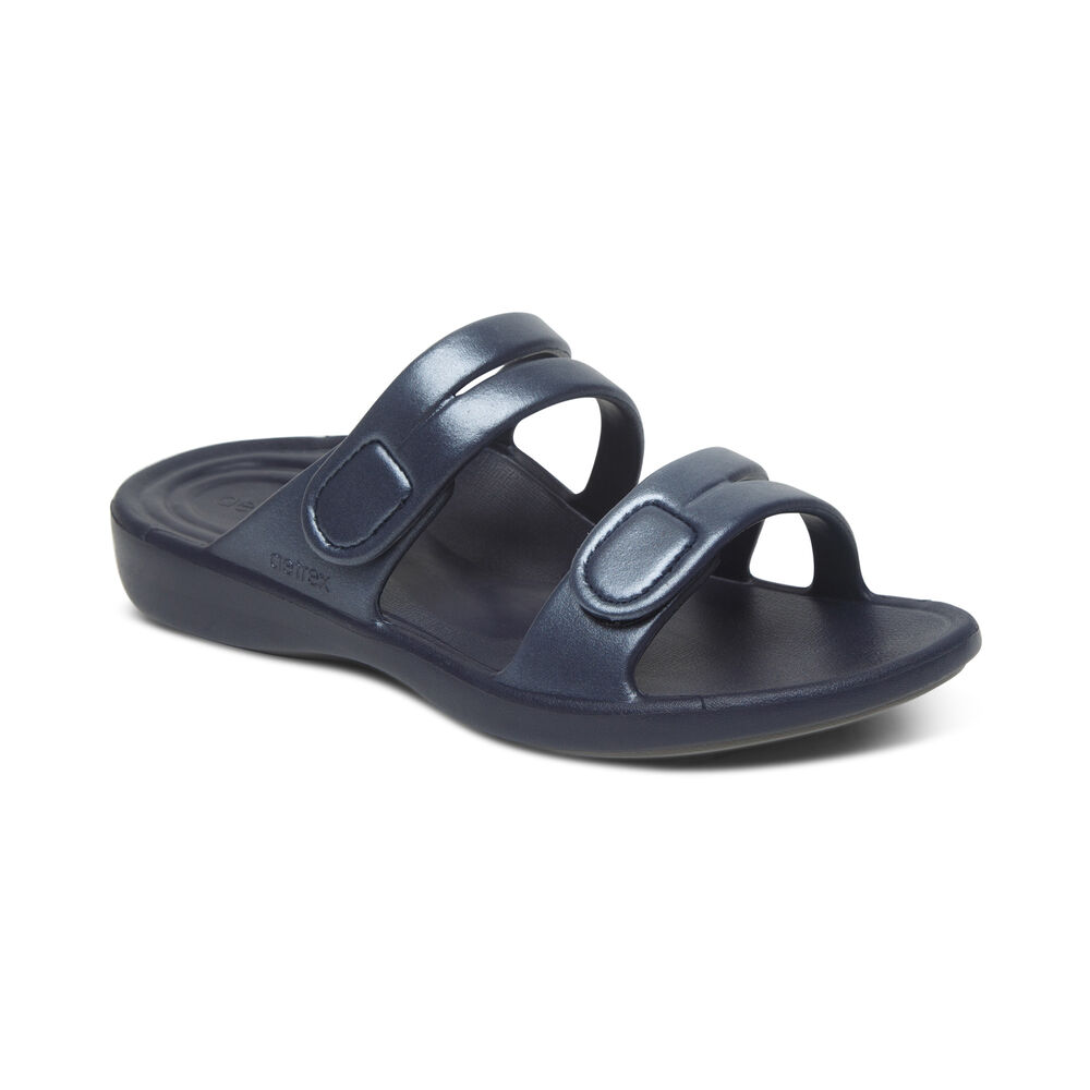 Aetrex Women's Janey Sport Water-Friendly Sandals - Navy | USA XJZUTY8